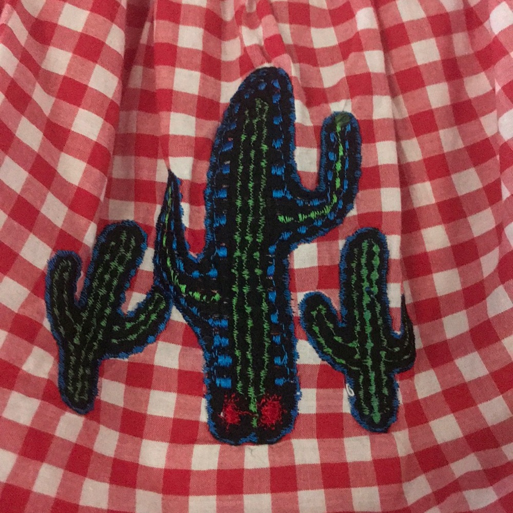 ModCloth Cactus Embroidered Gingham Dress US 16 - Picture 3 of 4